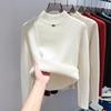 Integrated Fleece Fabric, Fleece Thickened Sweater Women's Semi-turtleneck Bottoming Shirt with New Autumn and Winter Knitted Sweater Inside