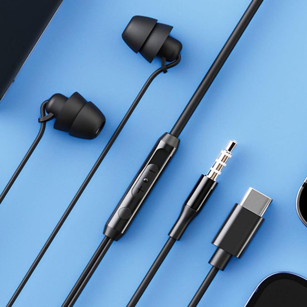 Soft Sleep Earphones Wired Noise Cancelling In-Ear Anti-noise Type C 3.5mm Earphone Wired for Mobile Phone Earplugs Mini