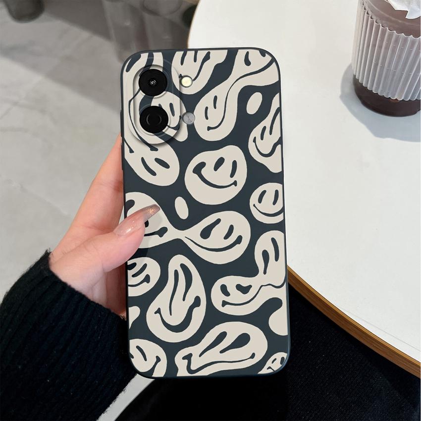Милый рисунок смайлика Модный чехол для Tecno Spark Go 3 2 1S 30 40 40C Pova 7 Ultra Pro Neo Чехол для телефона Мягкий жидкий силикон Нескользящий Прочный корпус