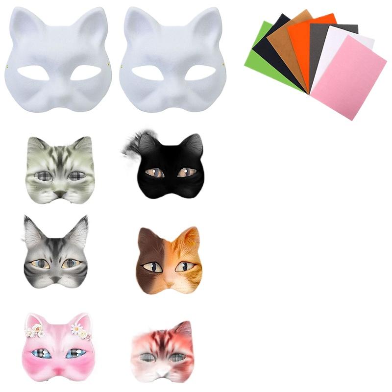 1 комплект/3 шт. Инструменты для изготовления масок Маска лисы кошки Полуфабрикат маски Косплей Граффити Маска на поллица Животное Маска на поллица 7 цветов