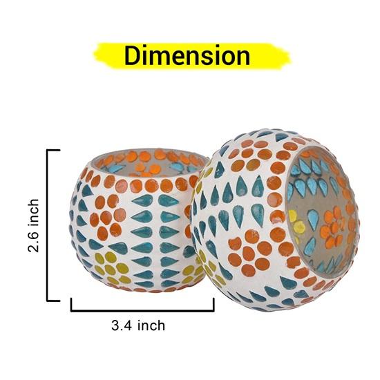 Pack of 4 Turkish Mosaic Glass Votive Tealight Candle Holders for Table Top Christmas Decorations Items for Home Decor Office Xmas Gift