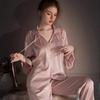 Sexy Pajamas Women Spring Autumn Satin Home Wear Long Sleeved Trouser Suits Intimate Lingerie New Chinese Style Casual Sleepwear