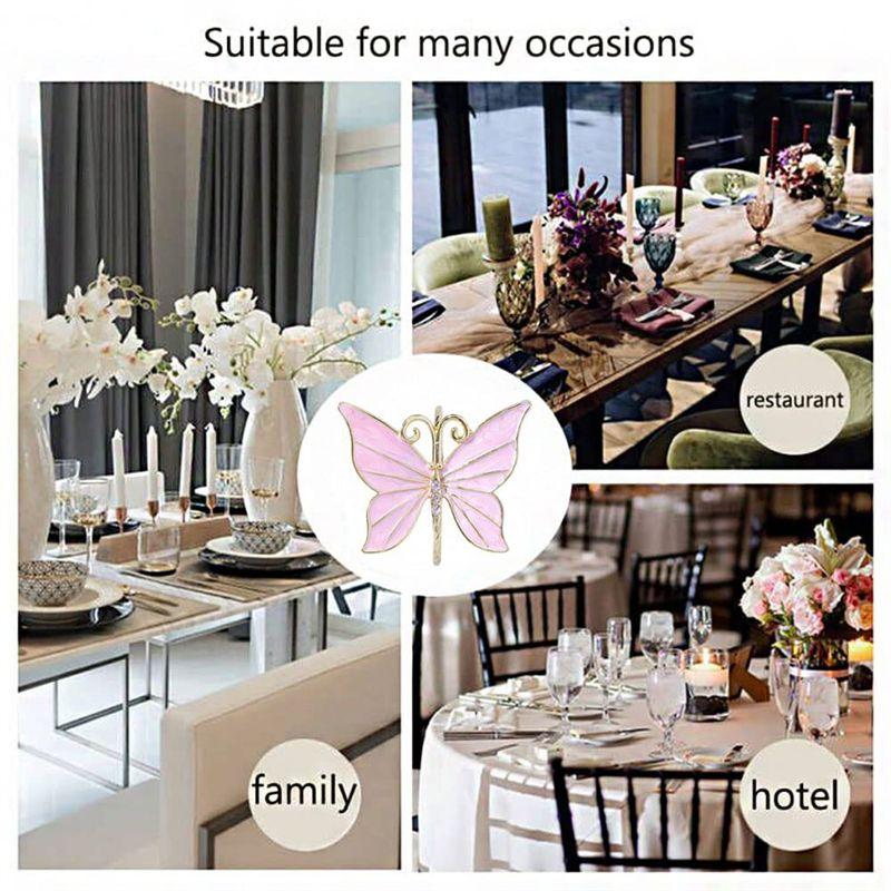 ABJI-8PCS Flower Butterfly Napkin Ring Holder For Easter Wedding Party Family Gathering Napkin Cloth Ornament Decoration