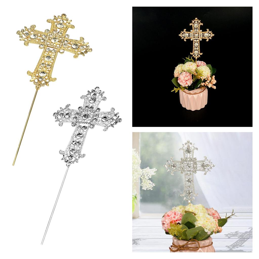 Glittery Cross Cake Topper Religious Keepsake Decoration Cross Bunting for Christenings Birthday Party Christening Baptism