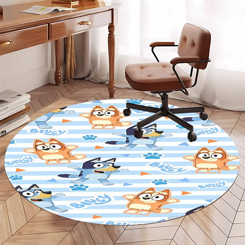 Bluey Printed Round Rug Carpet Chair Rug Area Rug Entryway Doormats,for Office Chair Living Room Bedroom Kitchen Room.