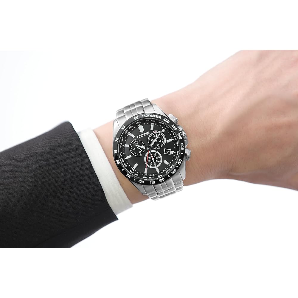 Мужские часы Citizen Eco-Drive с радиоконтролем, хронограф, Direct Flight, серебристые