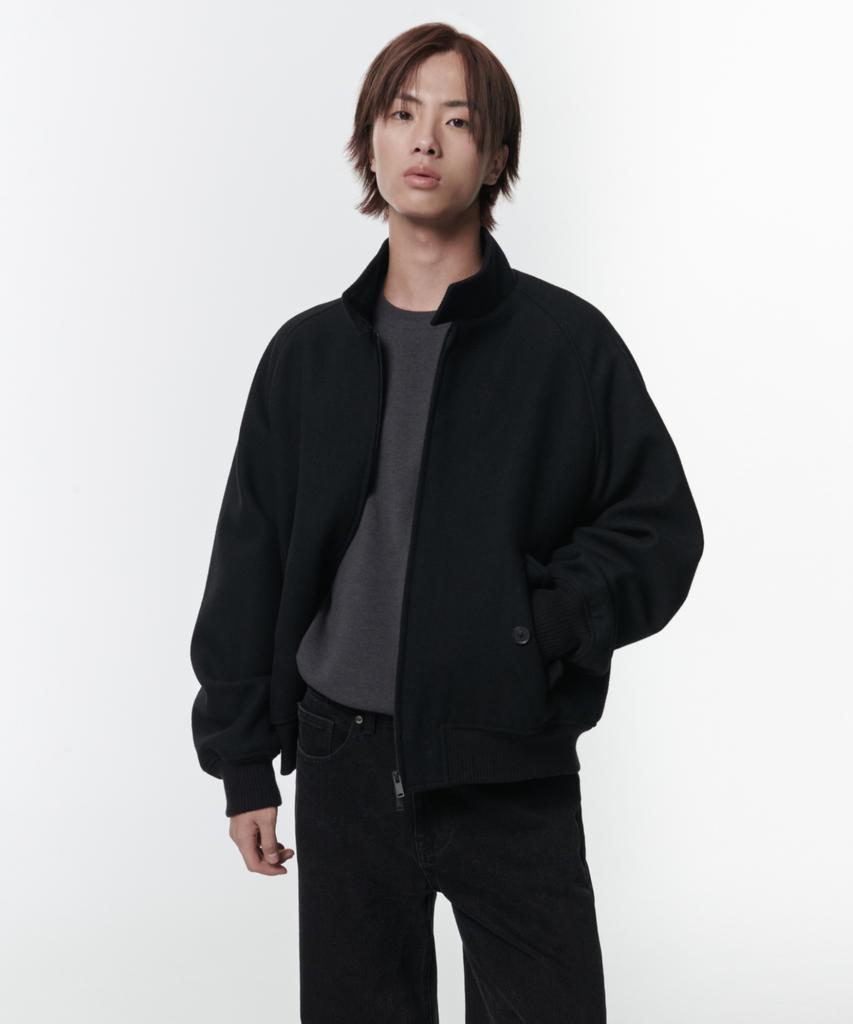 Musinsa Standard Wool Blend Harrington Jacket [Black]