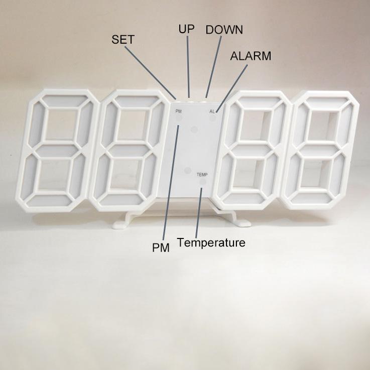 3D цифровой будильник творческий интеллектуальный светочувствительный светодиодный настенный студенческий электронный будильник украшение дома с дисплеем температуры