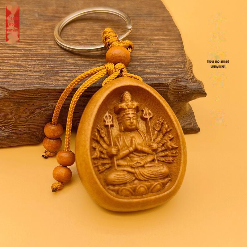 Брелок из персикового дерева с изображением двенадцати знаков зодиака Хранитель - Дракон, Кролик, Тигр, Обезьяна, Корова