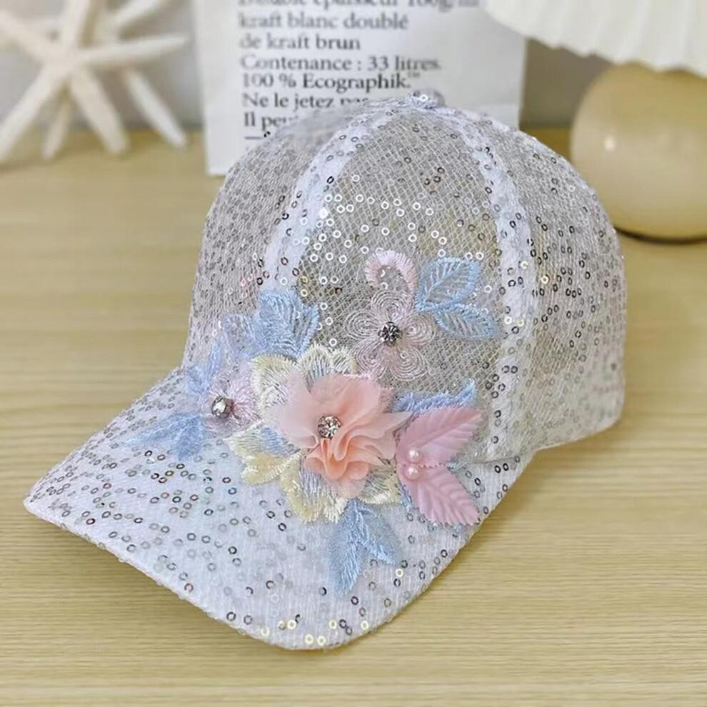 (One Size, Multi-color) Women Flower Embroidered Baseball Cap Low Profile Sun Hat Adjustable Unstructured Dad Hat