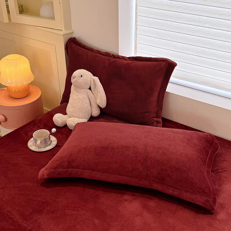 Fleece-Lined Milk Velvet Single Pillowcase, Solid Color, 48x74 Cm