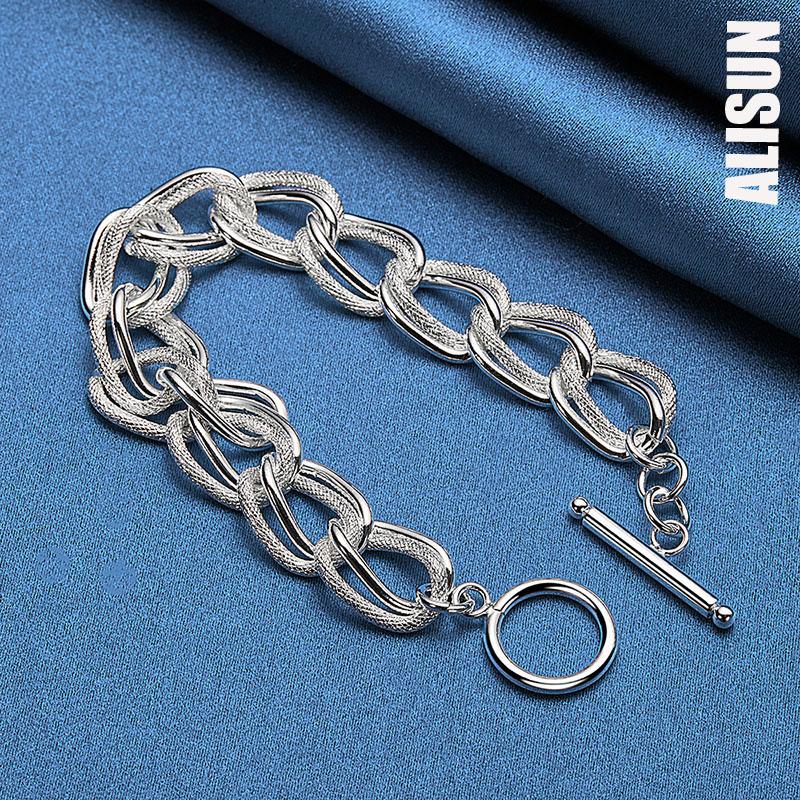 925 стерлингового серебра матовое гладкое кольцо цепочка браслет модные свадебные украшения