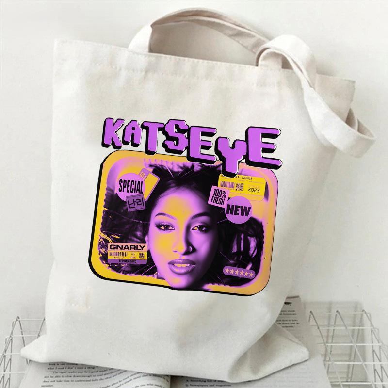 KATSEYE Canvas Tote Bag K-Pop Girl Group Print Shoulder Bag for Commute Daily Outing Large Capacity 60123-6