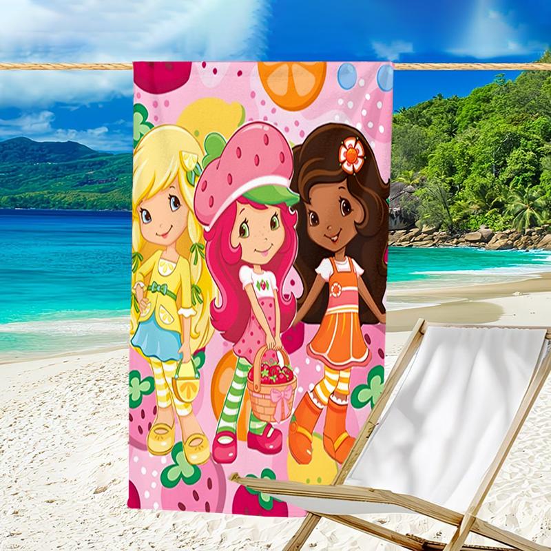 1pc Princess Strawberry6 Beach Towel, Beach and Seaside Swimming Pool Equipment, Fashion Pattern, Rectangular, Travel Essentials