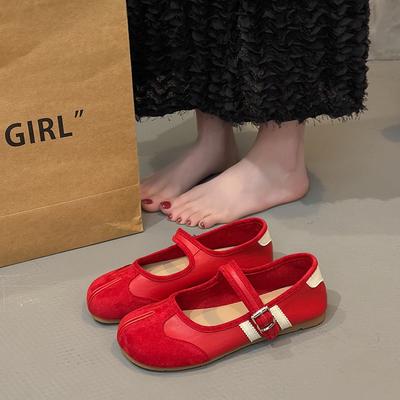 Женские балетки дизайнерские с раздвоенным носком, туфли-лодочки, ретро замшевые повседневные одинарные туфли, туфли Мэри Джейн, балетки, лоферы