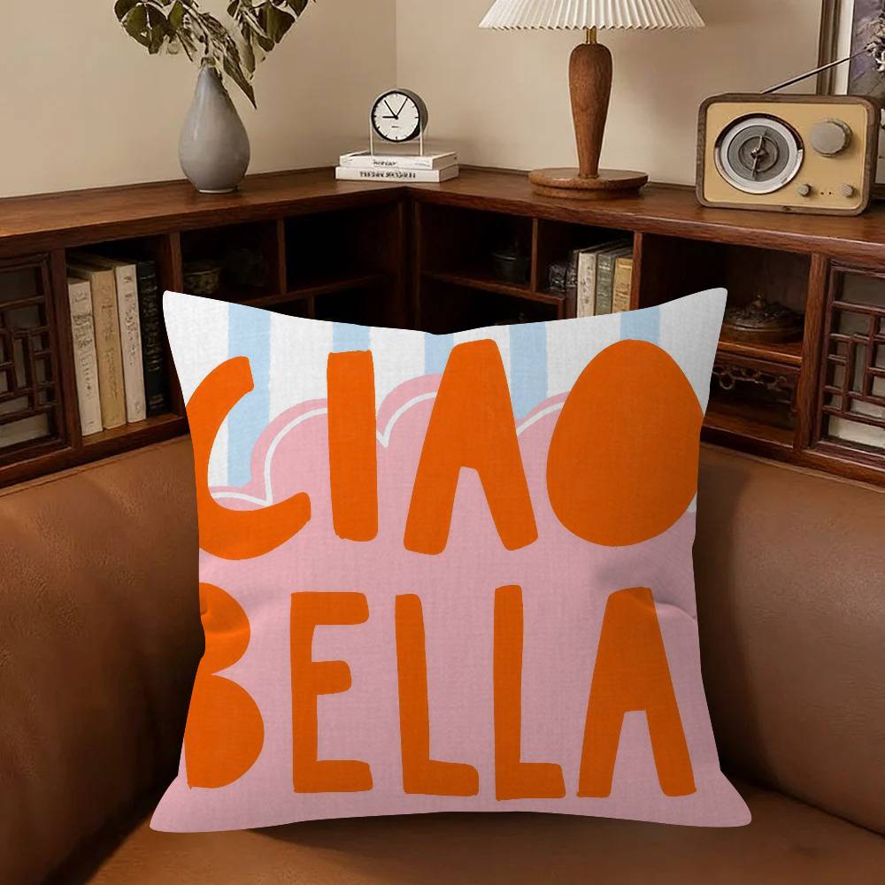Ciao Bella Итальянская цитата Плед   Наволочка для подушки Чехол для автомобильной подушки на диван Автомобильный Рождественский подарок