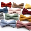 1PC, Fashion Bow Shape Bow Tie, Double Layer, Cotton, Metal Button, Gentleman,Solid Color, Super Soft Suede, Butterfly, Wedding
