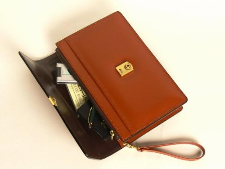 Мастерская сумок Авадзи Подлинная кожа Широкий чехол (Гладкая кожа, коричневый) [Сделано в Японии] Коровья кожа с крышкой, отдельно стоящий