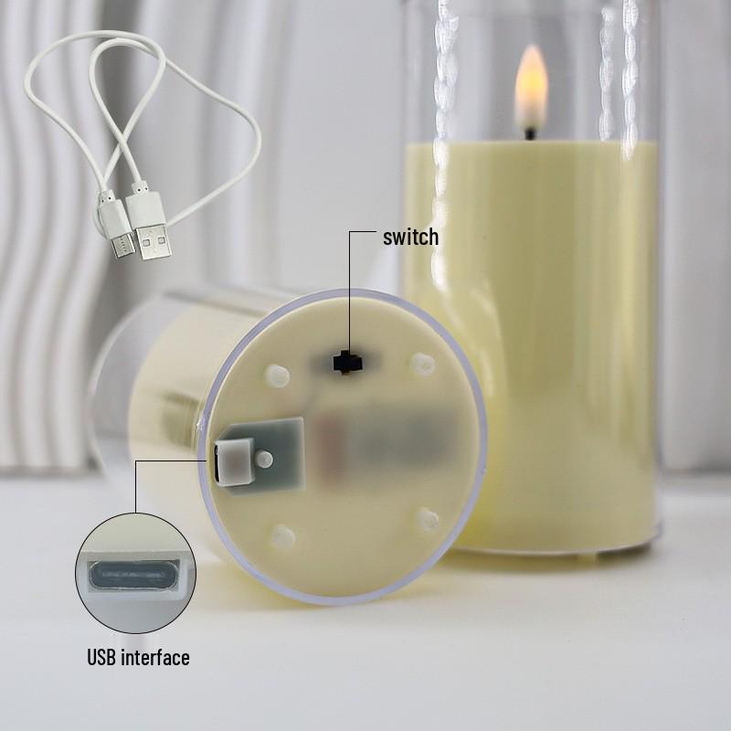 Rechargeable LED Acrylic Simulated Candle with Swinging Flame - Romantic Home Ambiance
