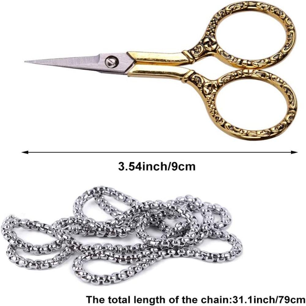 Vintage Tailor Scissors With Cover Hanging Chains Embroidery Thread Sewing Scissors For Needlework Fabric Cutting Shears