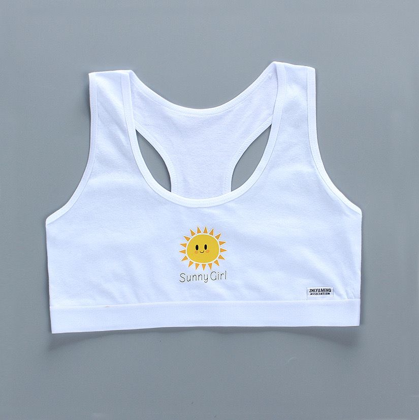 Спортивный бюстгальтер для девочек из хлопка с принтом букв, однотонный укороченный топ с широкими бретелями