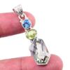 Natural Green Amethyst,Peridot 925 Solid Sterling Silver Gift Pendant 1.75" H8n17