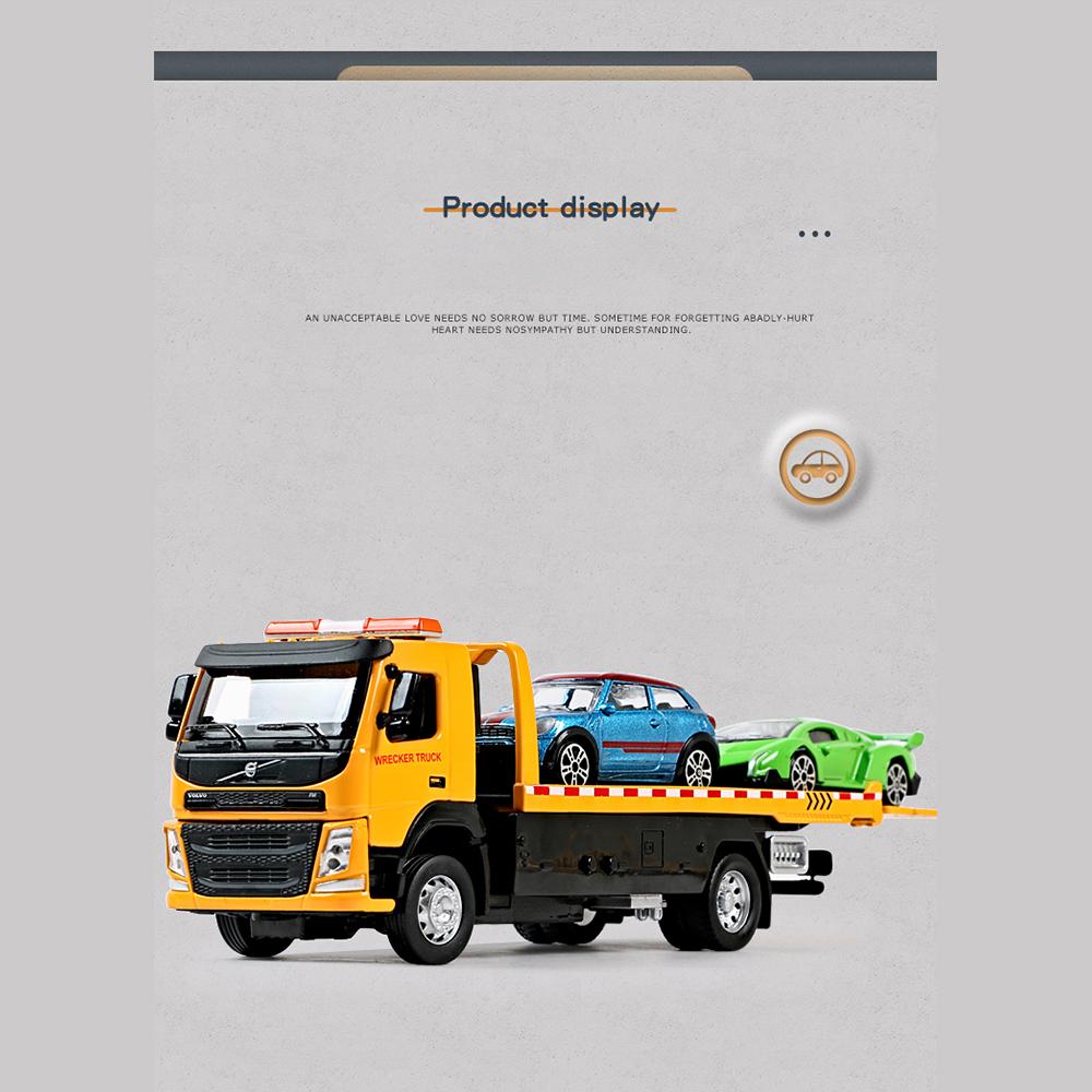Масштаб 1/50 VOLVO VAN Type, модель прицепа из сплава, имитация металлического автомобиля-транспортера, эвакуатора, грузовик с откатным звуком и светом, игрушечный грузовик