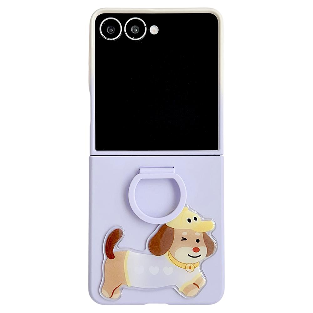 Для Samsung Galaxy Z Flip7 5G Чехол Скин Тактильный Силиконовый Кольцо ПК ТПУ Чехол для телефона с Мультяшной Наклейкой Такса