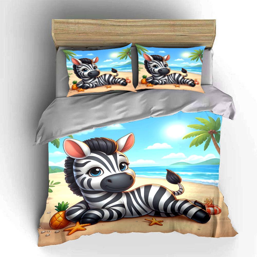 "Charming zebra beach vibes" Bedding sets Duvet covers Pillowcases(1* Duvet Cover 2* Pillowcases without duvet insert)
