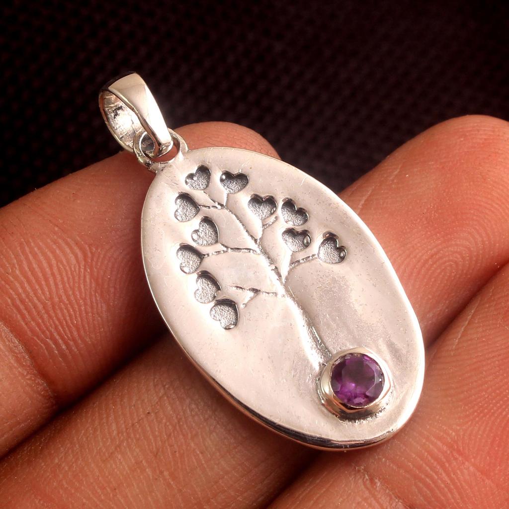Синий топаз Перидот Аметист Гранат Серебряный подвесной кулон из стерлингового серебра 925 пробы Ювелирные изделия «Древо жизни»