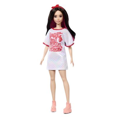 barbie Платье Барби 65 Fashionista для куклы Барби, нарядная белая футболка HRH12 для куклы/дома от 3 лет
