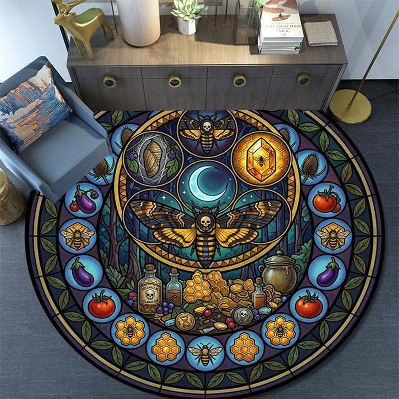 Butterfly Life Cycle Mandala Round Area Rug Under Office Chairs Bedroom Living Room Home Decor