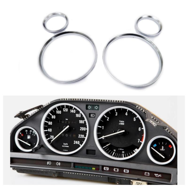 4 PCS Car Interior Accessory Speed Meter Decor Gauge Cluster Bezal Dashboard Dial Ring For BMW E30 3 Series - Matt Silver Color