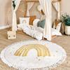 Радужный пушистый ковер для гостиной с кисточками, белый ворсистый ковер для спальни, складной детский ковер, мягкий игровой коврик для детей
