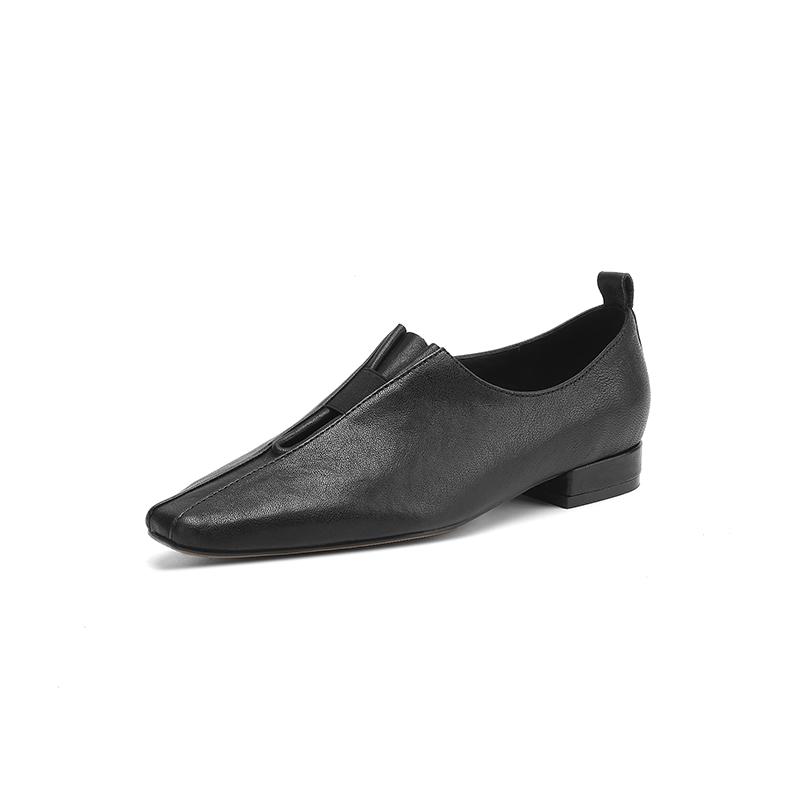 Мода 2025 Весна Новые Мягкая Натуральная Кожа Женские Туфли на Каблуке Квадратный Носок Удобные Модные Повседневные Туфли на Низком Каблуке Обувь на Четыре Сезона