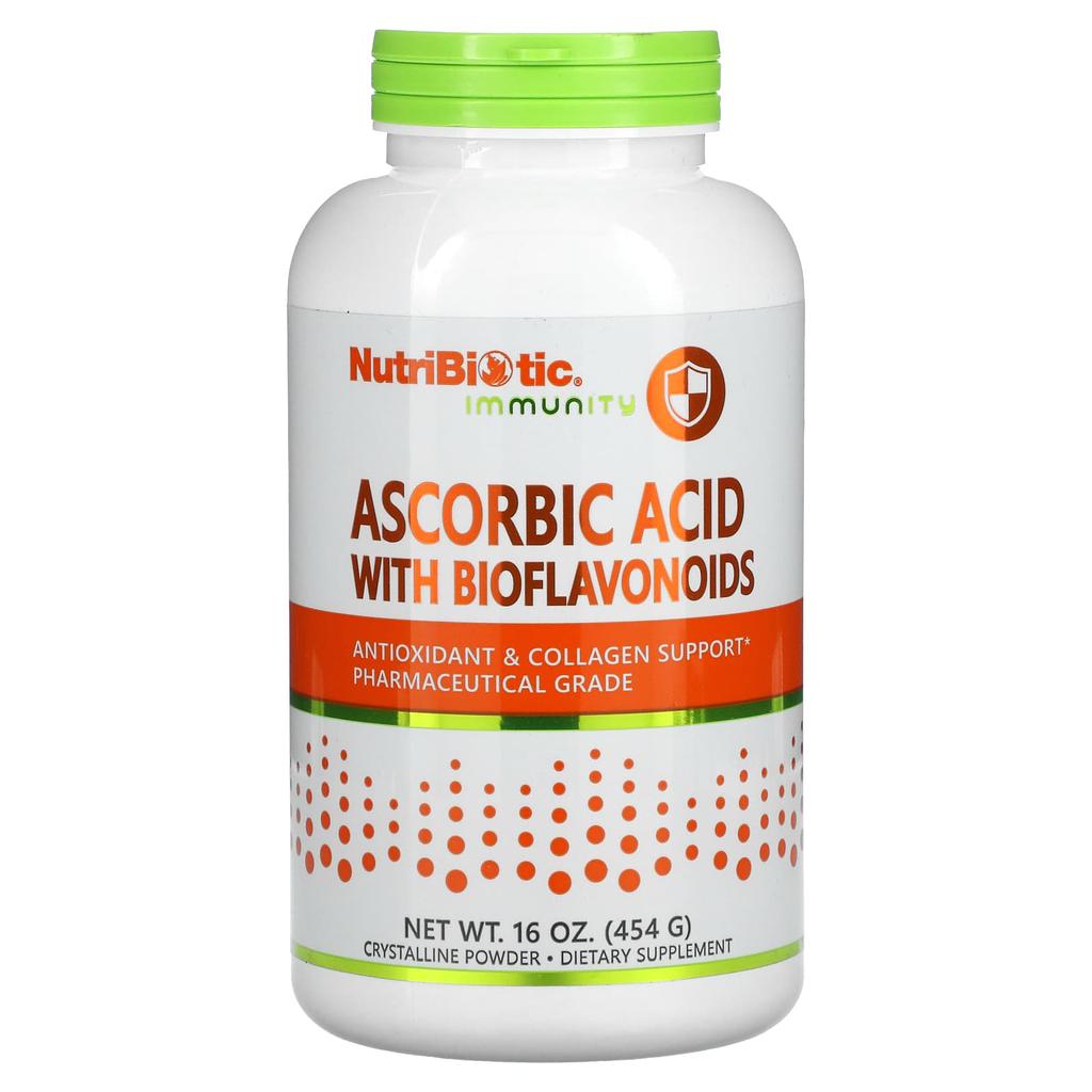 NutriBiotic Иммунитет, Аскорбиновая кислота, Биофлавоноиды сорняков, Кристаллический порошок, 16 унций (454 г)