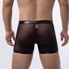 Low Waist Hollow Out Erotic Lingerie Sexy Mens Underwear Man Clothing Patent Leather Red Sheer Mesh Pouch Low Waist Briefs