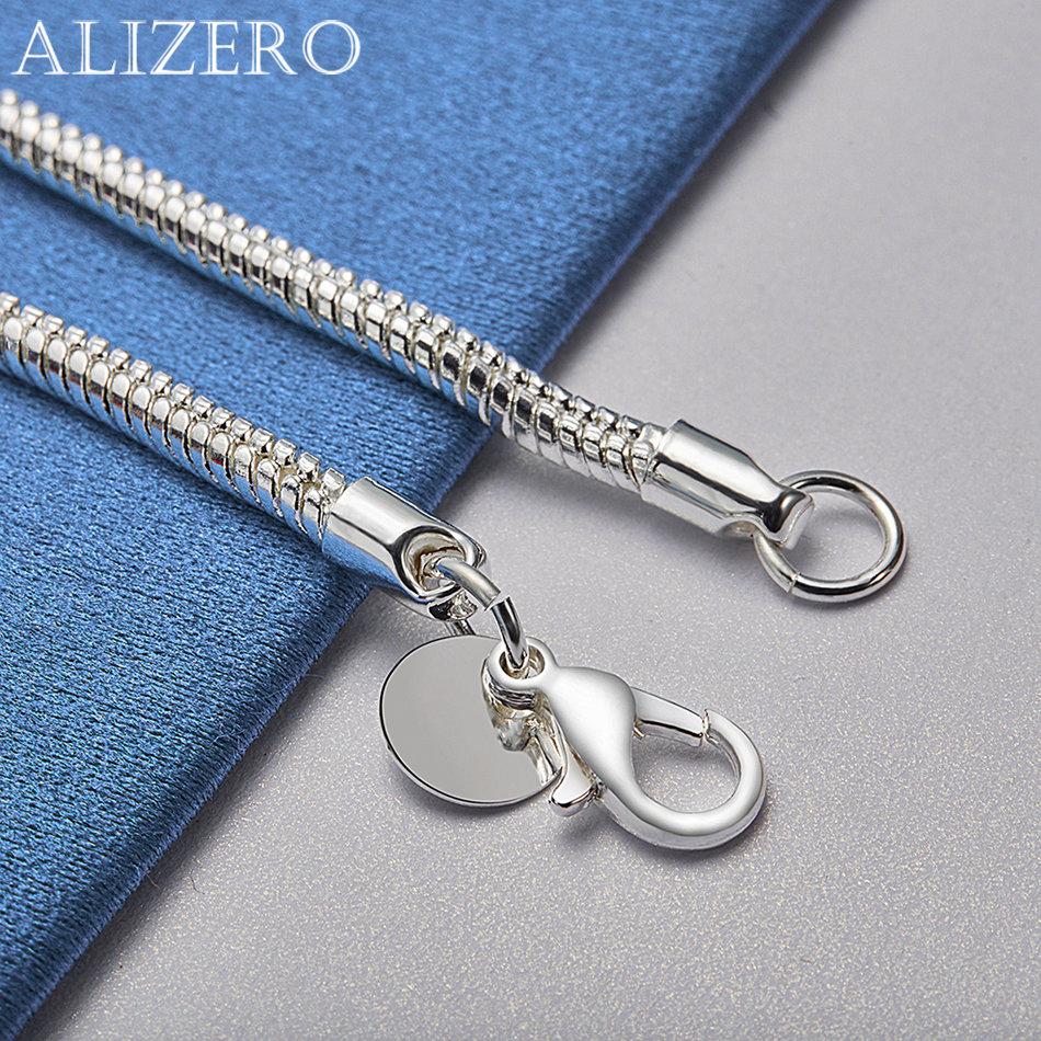ALIZERO 925 Sterling Silver 3mm Snake Chain Bracelet Wedding engagement Party Fashion Jewelry Wholesale 16-23cm