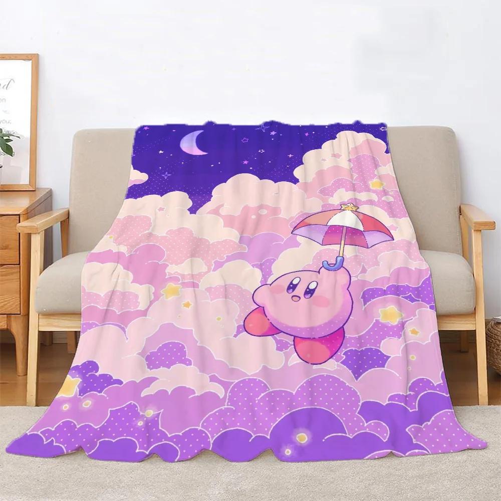 Kawaii Cartoon Kirbys Designer Throw Blanket Fluffy Custom Blanket Characters Home and Decoration Luxury Bedbel Knitted Plaid