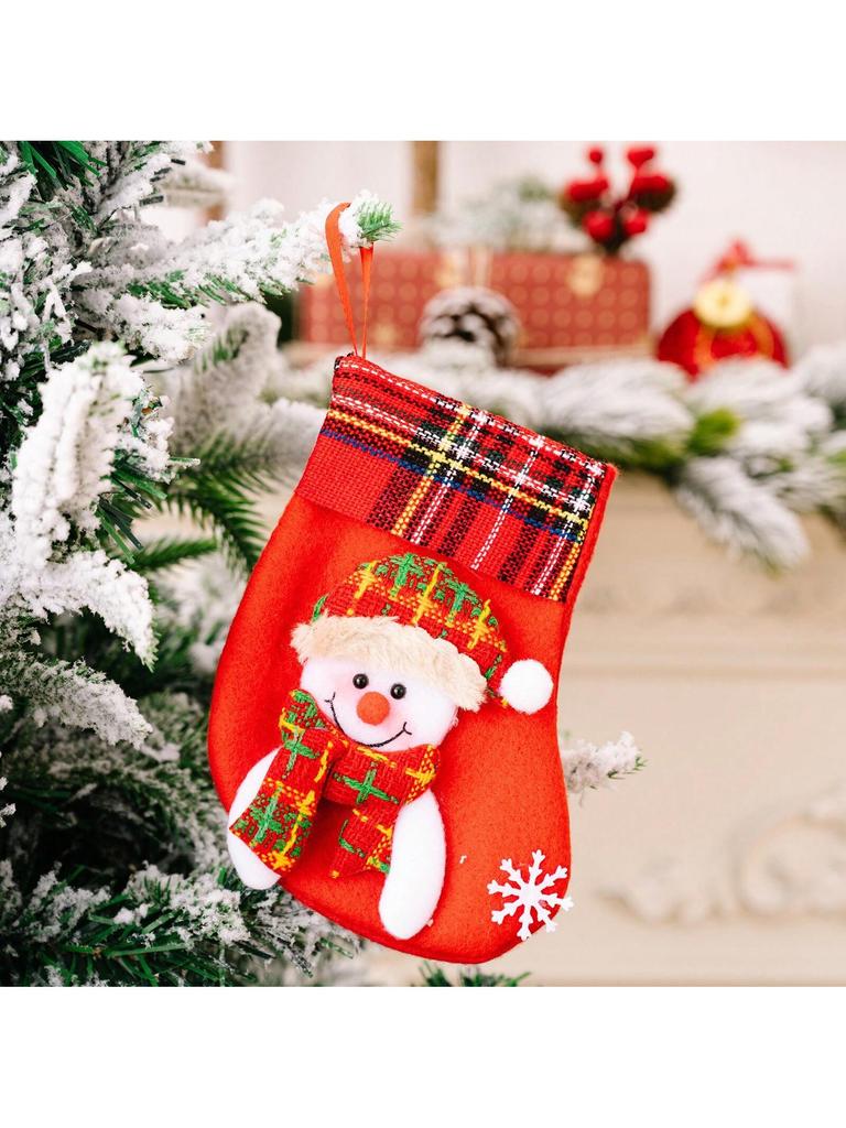 Christmas Tree Hanging Mini Stockings Decoration Small Candy Gift Bag Santa Claus Snowman Reindeer Bear Decorative Socks