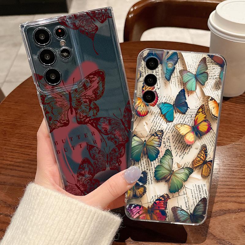 Colorful Butterfly Case For Samsung Galaxy S26 S25 S24 Ultra S23 S25 FE A57 A17 A37 A16 A56 A55 A15 A35 A36 Soft TPU Phone Cover