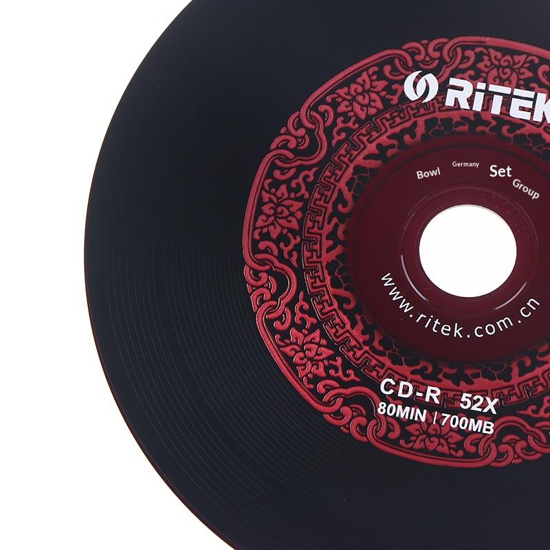 10 шт. Ritek Виниловый Диск Черный CD-R Пустой Диск Записываемый Компакт-Диск 700 МБ/80 Мин/52X Автомобильная Музыка CD-R Пустой Диск Диск