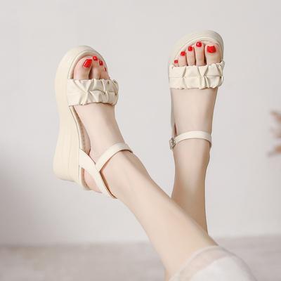 Босоножки на танкетке женские летние новые босоножки на одном слове, маленький размер 333