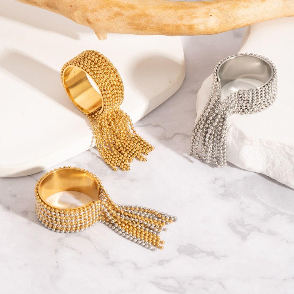 Подвеска-кисточка из цепочек, Открытые кольца, Золото, Серебро, Регулируемое кольцо-цепочка, Стильное кольцо на палец, Подарок