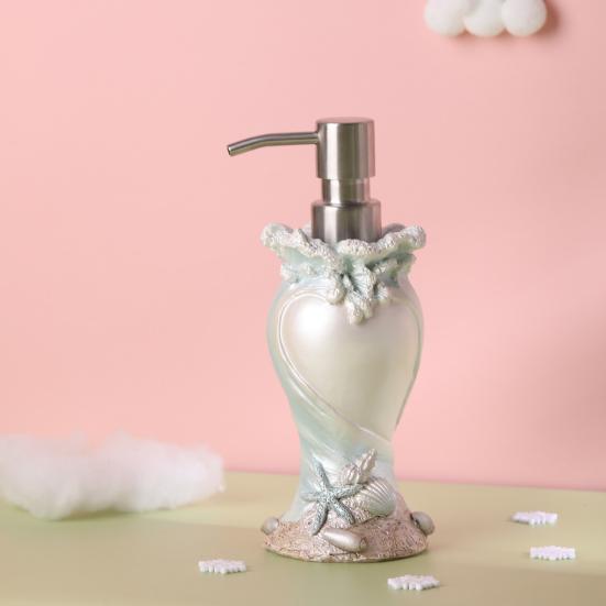 Диспенсер для мыла Yousheng Seashore Theme с защитой от протечек, декор в виде ракушки морской звезды, насос для дезинфицирующего средства для рук, аксессуар для ванной комнаты в прибрежном стиле