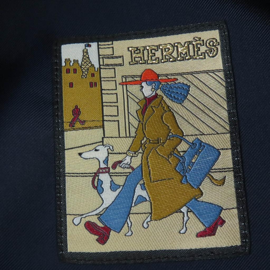 Excellent HERMES beret Saint Honor Serie Metal Lining HPattern Hat Blue gray cashmere 58 Used