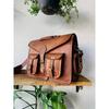 Men's Goat Leather Messenger Real Satchel Laptop Bag Handmade Brown Bag ( Free Gift Sling Brown Laptop  Bag Size - 9 X 7 X 3 In )