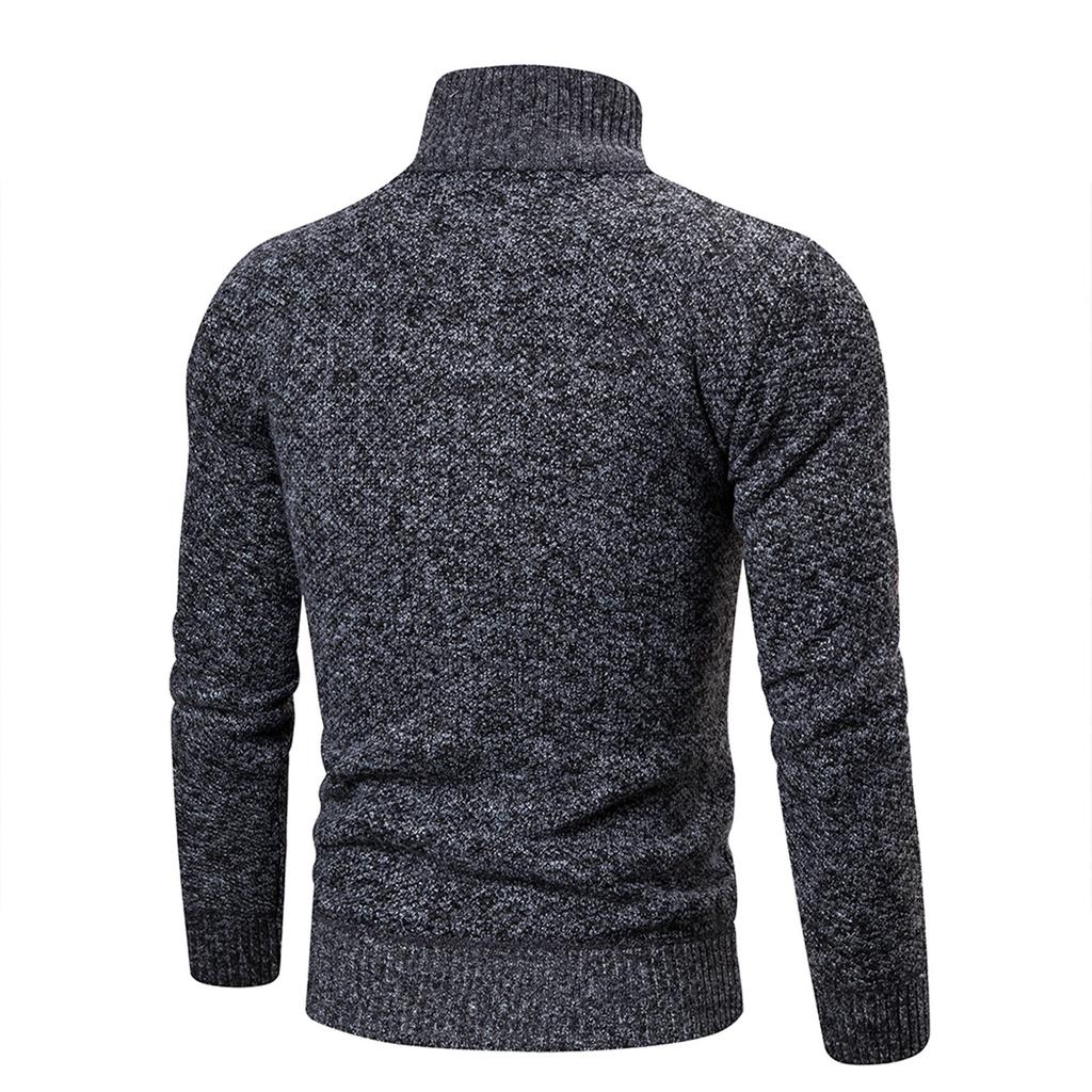 Men's Solid Colour Long Sleeve Casual Stand Up Collar Knitted Cardigan Coat