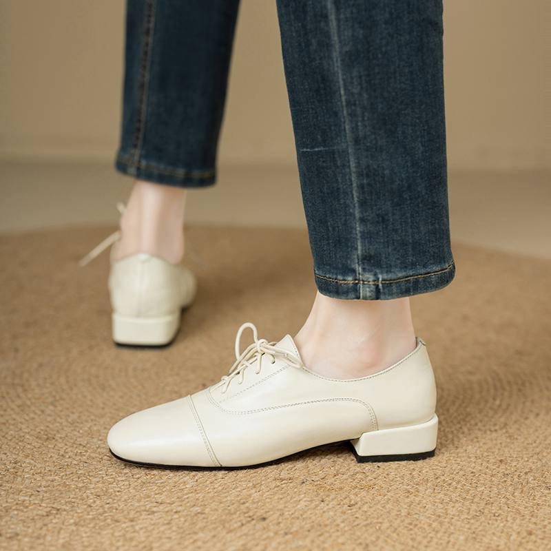 Туфли Krazing Pot из коровьей кожи с квадратным носком, размер 43, толстые низкие каблуки, модные офисные женские туфли с глубоким носком, осенние туфли-лодочки