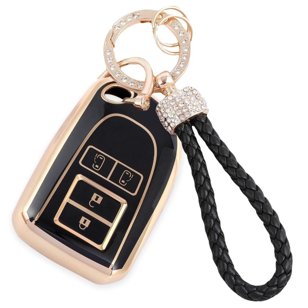ZANEKO Hiace Key Case Compatible with Toyota HIACE 200 Series Key Cover Regius Ace Porte Spade Smart Key Case Lightweight (Gold Black)
